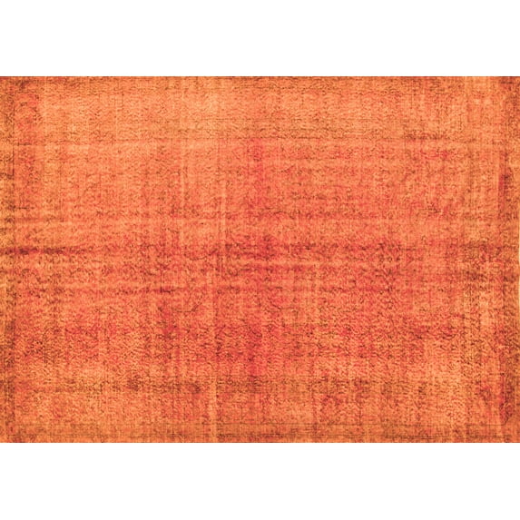 Ahgly Company Indoor Rectangle Abstract Orange Contemporary Area Rugs, 7' x 10'