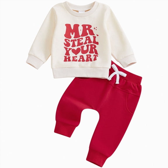 mgoYE Infant Baby Boy Girl Fall Outfits Kids Valentines Two Piece set 6 12 18 24 Months 2T 3T 4T Toddler Clothes