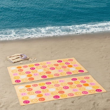 Mainstays Beach Collection Smiley Faces Cotton-Blend Beach Towels (2 Count)