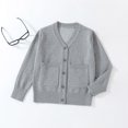 thumbnail image 7 of AUDeals Boys Girls Knit Cardigan V-Neck Long Sleeve Button Sweater Knitted Cotton School Uniform Preppy Fall Ribbed Sweater Jacket Tops (Light Ashy, 11-12 Years), 7 of 7