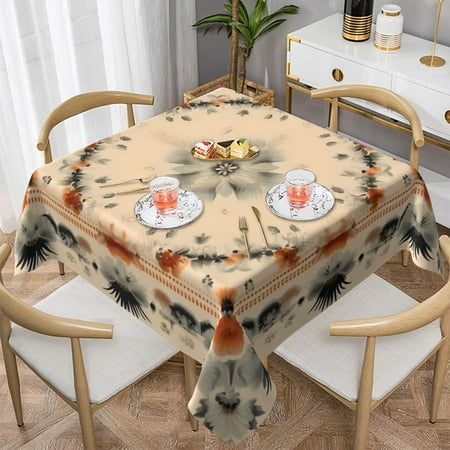 

Generic Floral Pattern Square Decorative Tablecloth White