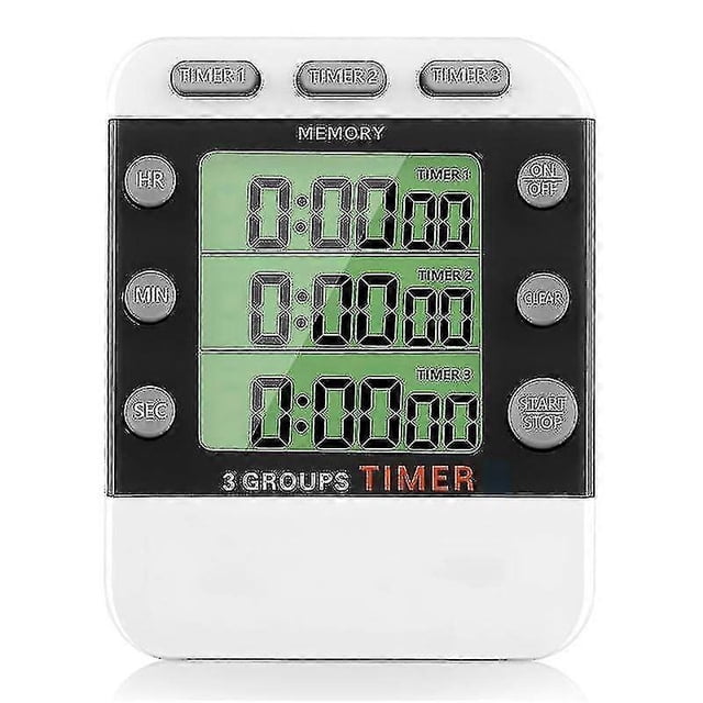 Digital Dual Kitchen Timer, 3 Channels Count Up/down Timer, Triple Cooking Timer, Large Display, Lo A