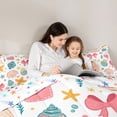 thumbnail image 4 of Manfei Cute Cartoon Seashell Starfish Twin Comforter Sets for Kids Boys and Girls, Colorful Bowknot Bedding Set, Stars Reversible 2-Piece, 1 Comforter and 1 Pillowcase, 4 of 6