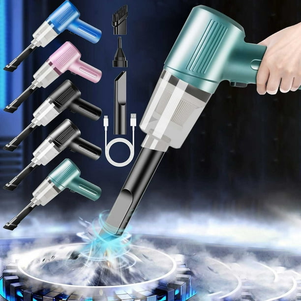 Aspiradora inalámbrica para coche: portátil portátil de alta potencia 40W, función húmeda/seca, carga tipo C, 8-15 minutos de autonomía, incluye 3 boquillas (azul)