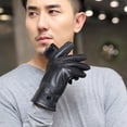 thumbnail image 2 of Guantes de cuero genuino, guantes de trabajo para hombres, guantes de piel de oveja cálidos con forro de lana para hombres, regalos finos de otoño e invierno, 2 of 5