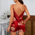 thumbnail image 5 of Erwazi Womens Pajama Sets 2 Piece Stain Summer Printed V Neck Backless Camisole Side Lace Mini Shorts Casual Loungewear Sets, 5 of 6