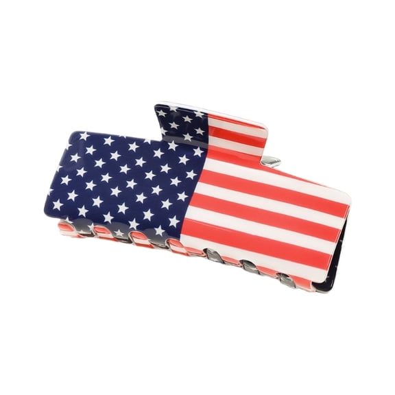 Girls Hair Claw National Day Jaw Clip with American Flags Print Shopping Hair Claw Cute Hair Holder for Camping Travel
