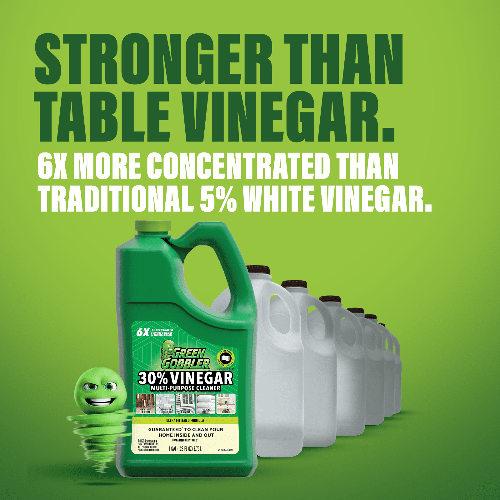 Green Gobbler 30% Concentrated Vinegar Multi Purpose Cleaner for Home and Outdoor Use, 1 Gallon