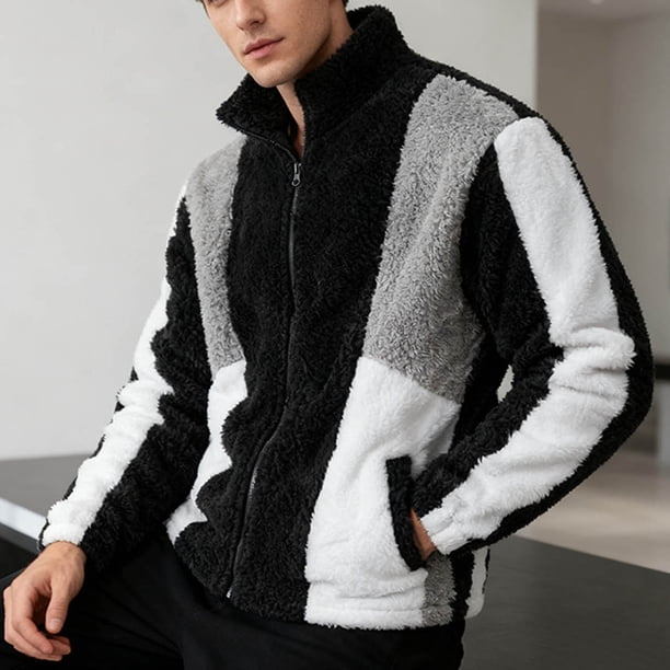 Ceisia Men's All Gift Seasons Casual Solid Color Fleece Zipper Round Neck Long Sleeve Jacket - Comfortable Daily Outdoor Wear