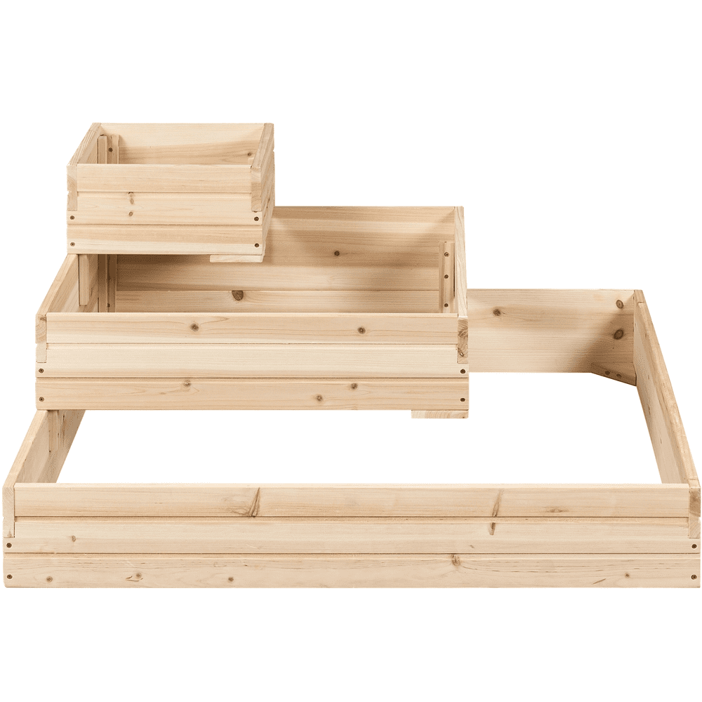 Renwick 3-Tier Fir Wood Raised Garden Bed Elevated Flowers Herbs, Wood