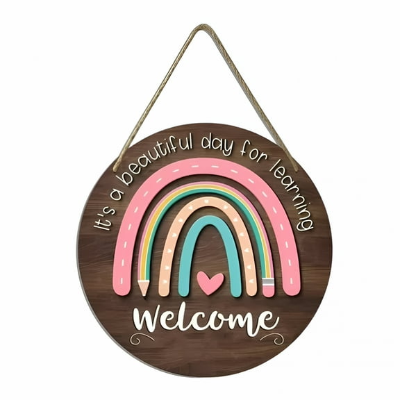 LAMIRO Back to School Decorations Welcome Classroom Back To School Decor Welcome Front Door Sign Back To School Decorations Door Decoration Farmhouse Wooden Sign,Classroom Welcome Sign