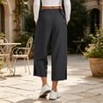 thumbnail image 4 of HomeDM Capris Pants for Women Wide Leg Drawstring Loose Pants Dark Gray Lounge Trousers with Pockets for Athletic Work Size 2XL, 4 of 7