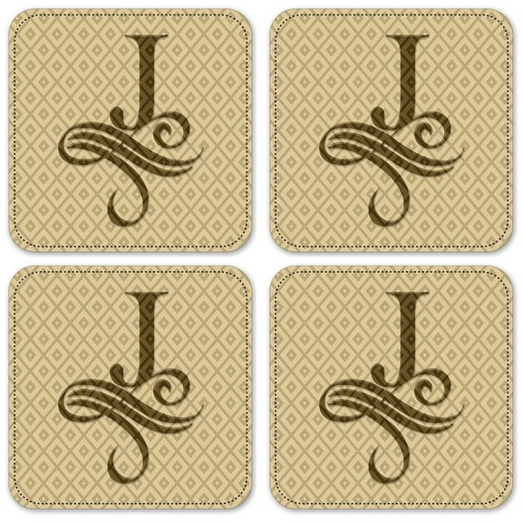 Vinyl Drink Coasters - Set of 4 - Letter "J" Monogram