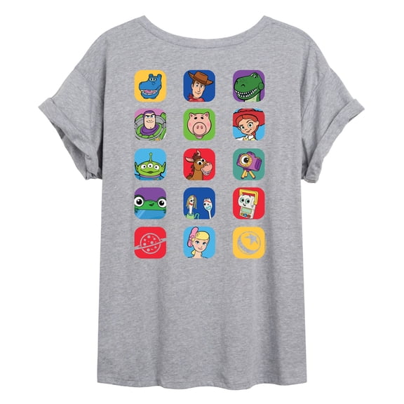 Toy Story 5 - Character Squares - Juniors Oversized Graphic T-Shirt