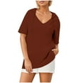 thumbnail image 4 of ITSAME Women's Hooded Blouse, Short Sleeve Casual Loose Scoop Neck Summer Fashion Tops Red XL, 4 of 6