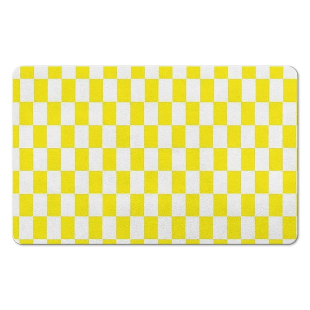 Stylish Long Bathroom Mat, Checkered Design (20x32 in): Non-Slip, Ultra Absorbent, Large Bath Rug, Soft Microfiber, Easy to Clean, Ideal for Bathroom, Bathtub, Hallway