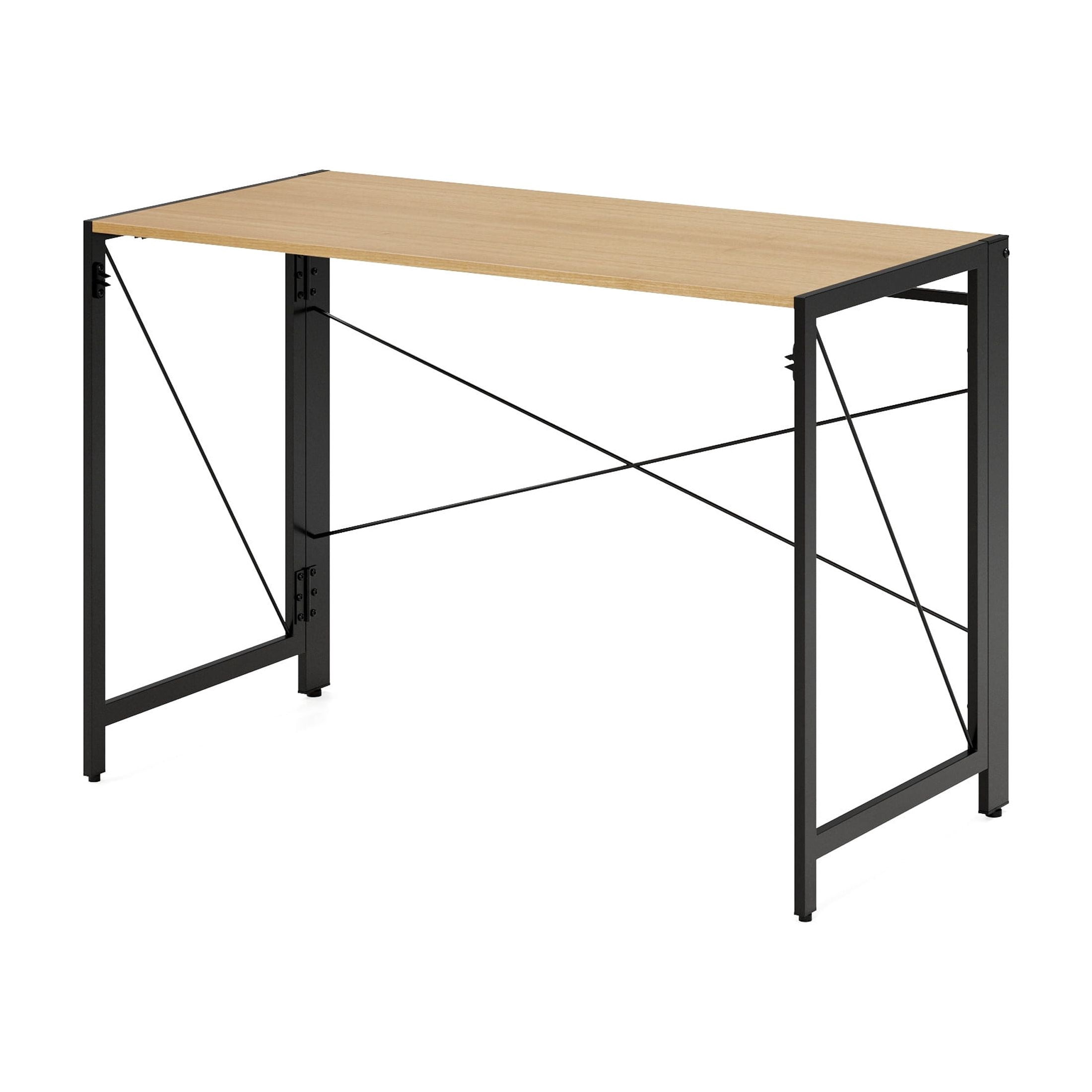 Space Solutions 43 inch Folding Home Office Desk for Home or Office, Black/Teak