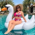 thumbnail image 3 of Agnes Orinda Women's Plus Size 2 Piece Bikini Sets Swimsuits Floral High Waisted Push Up Printed Beach Vacation Pool Party Bathing Suit 1X Rose Red, 3 of 8