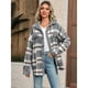 thumbnail image 4 of Chaqueta de Franela A Cuadros con Botones, Estilo Casual, Larga, con Bolsillos, Ideal para Otoño. Gris XXL, 4 of 8