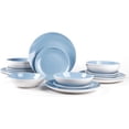 thumbnail image 2 of Stoneware Coupe Shape 18pc Dinnerware Set, Outside White + Inside Blue, 2 of 7