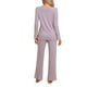thumbnail image 3 of INSPIRAR CHIC Conjunto de Pijamas de Mujer de Punto Acanalado con Cuello en V y Manga Larga con Pantalones Ropa de Dormir Casual Tallas S Rosa, 3 of 6