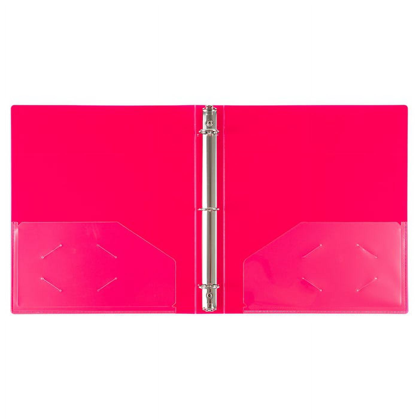 JAM Paper & Envelope Plastic Binder, 1 inch, Hot Pink, 11.5 x 10.25, 1 Pack