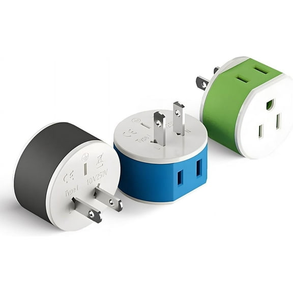 OREI Japan, Philippines Power Plug Adapter with 2 USA Inputs - Travel 3 Pack - Type A (US-6)