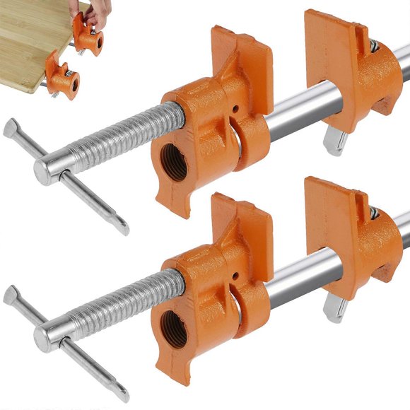 2Pcs 1/2 Inch Pipe Clamps Metal 1/2inch Black Tube Clamp Set Woodworking Tools Adjustable Wood Clamp Fixture for Carpenter