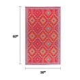 thumbnail image 3 of Fab Habitat Outdoor Rug - Waterproof, Fade Resistant, Crease-Free - Premium Recycled Plastic - Vintage Kilim - Porch, Deck, Balcony, Mudroom, Laundry Room, Patio - Lhasa - Orange & Violet - 3 x 5 ft, 3 of 9