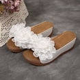 thumbnail image 4 of Womens Floral Summer Platform Beach Sandals Wedge Open Toe Slides Open Toe Wide Width Non Slip Dressy Slippers White Size 7.5, 4 of 6