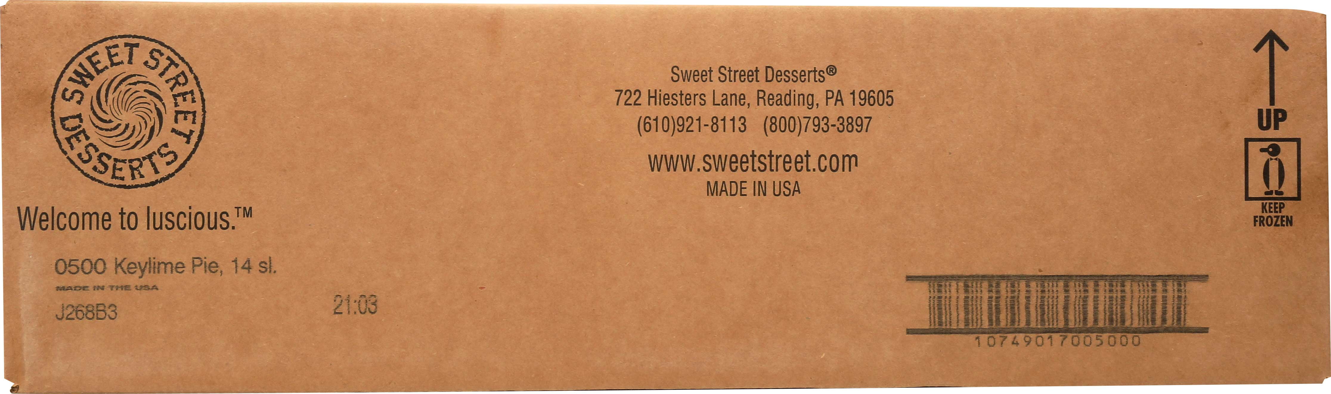 Sweet Street 14 Slice Key Lime Pie, 4.9 Pound -- 4 per case.