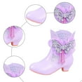thumbnail image 6 of Kids Snow Boots Girls Glitter Splice Winter Ankle Booties with Sweet Rhinestone Beaded Bow Casual Warm Furry Lined Side Zipper Kitten Heel Princess Dress Boots 11 Little Kid Purple, 6 of 6