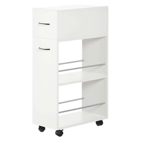 3- tier Slim Storage Cart, Rolling Narrow Kitchen Cart on Wheels for Small Place, Slide Out Side Utility Cart for Bathroom, Laundry