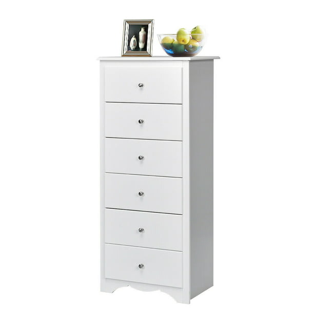 Gymax 6 Drawer Chest Dresser Clothes Storage Bedroom Tall Furniture Cabinet White Walmart Com Walmart Com