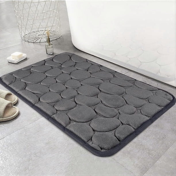 Memory Foam Bath Mat Comfortable Bathroom Rugs Super Absorbent Bathroom Rugs Machine Washable Bathroom Mats Non-Slip Rugs Soft Stone Embossed Rugs Thi