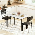 thumbnail image 3 of Baxluxe 3 Pieces Dining Table Set, Faux Marble Kitchen Table with 2 Backrest Dining Chairs, Rectangle Dining Table and Chairs Set, 2-Person Small Dinette Set for Apartment, Breakfast Nook, White, 3 of 7