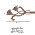 Curtain Rod with Mounting Hardware and Decorative Floral Finials 66Â