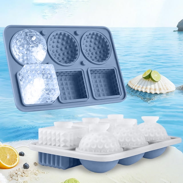 Molde de cubitos de hielo de silicona con tapa, forma 3D irregular, 6 cavidades grandes para bar en casa, café, bebidas frías, material de grado alimenticio, multicolor.