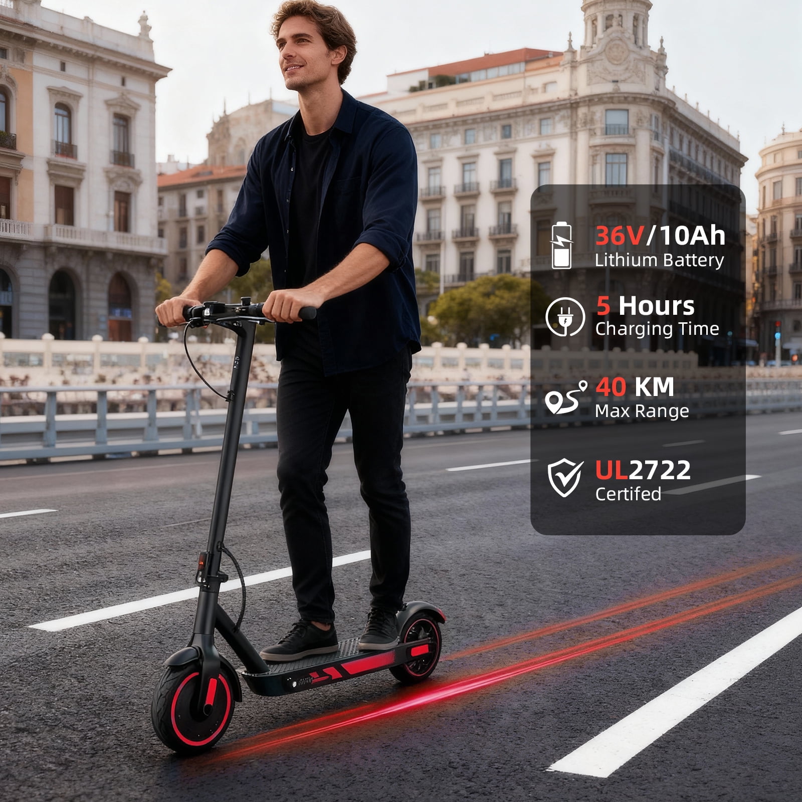Portable Foldable Adults Electric Scooter for Teens,Fastest High Speed 25mph,Long Range 25Miles,500W Lightweight Escooter for Commuting,10" Air Tires