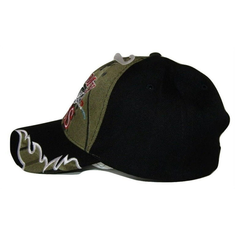 FusionTech Redneck Hillbilly Kiss My Bass Black/Camo Camouflage Fishing Cap #1 Cap920 Hat, adult Unisex, Size: One Size
