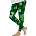 thumbnail image 2 of Avrnliq St. Patrick's Day Girls Shamrock Plaid Leggings - Green Stretchable Elastic Waist Slim Fit Pants for Kids Size 4-10,Size 4 T, 2 of 7