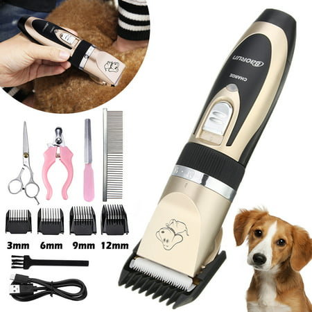 11Pcs/Set Quiet Mute USB Charge Cordless Electric Cat Dog Hair Cutting Clipper Trimmer Shaver Grooming Set Pet Best (Best Electric Hair Cutting Shears)