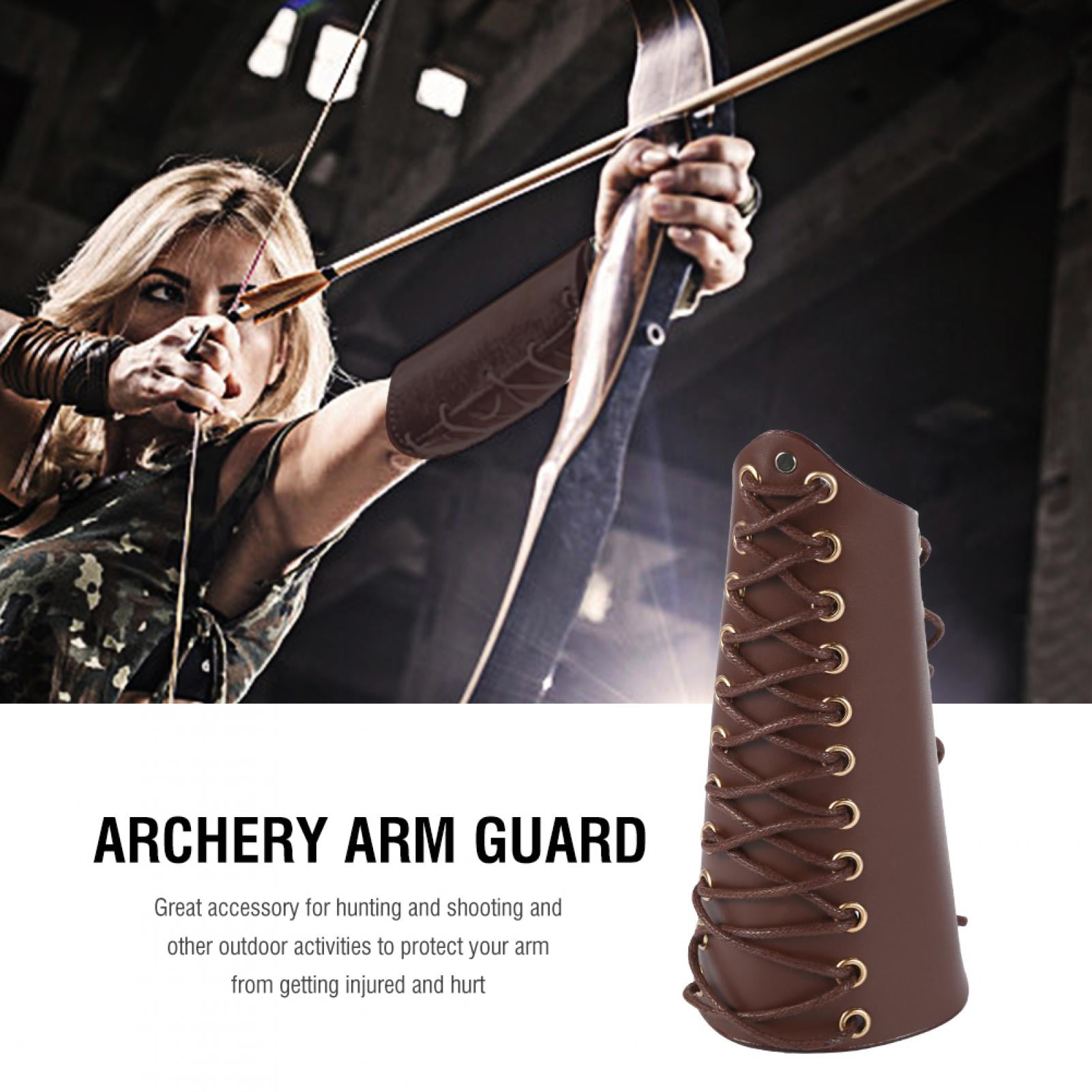 1pc Archery Brown Leather Arm Guard Outoor Shooting Accessory Adjustable