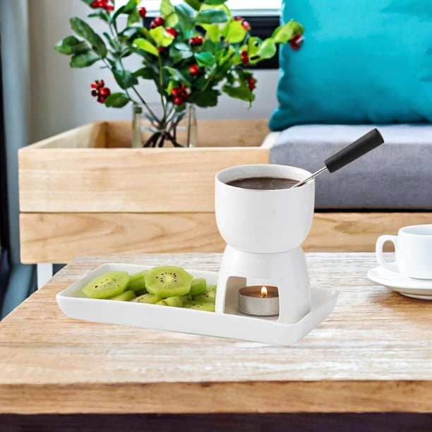 Juego de 4 ollas para fondue de chocolate, juego de ollas para fondue, taza para derretir postres con bandeja, electrodomésticos de cocina, vela de