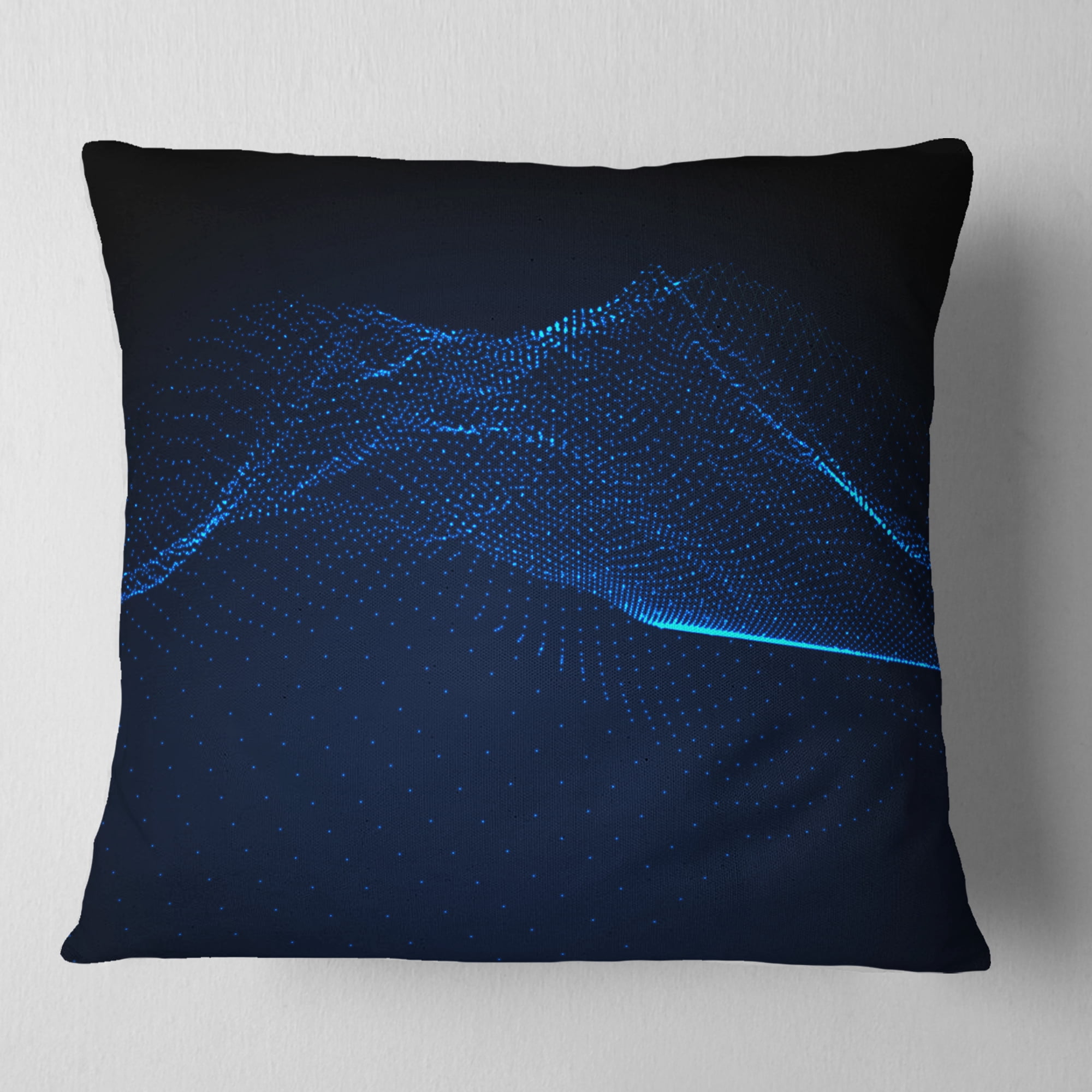 Designart 3D Wave Glowing Particles - Spacescape Throw Pillow - 18x18