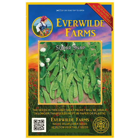 - Everwilde Farms - 150 Sugar Snap Pea Seeds - Gold Vault Jumbo Bulk Seed Packet