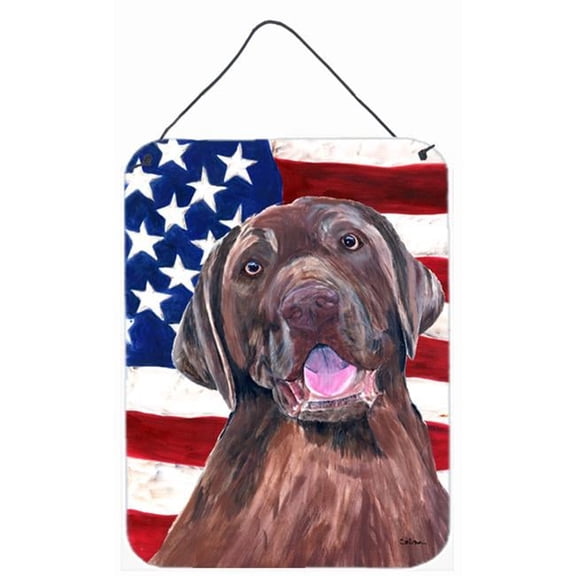 USA American Flag with Labrador Aluminium Metal Wall Or Door Hanging Prints