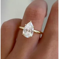 2Ct Pear Cut G-VS1 Lab Grown Diamond Women's Pretty Engagement Ring Solid 14k Yellow Gold