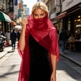 thumbnail image 2 of PRINxy Women’s Solid Sheer Chiffon Wrap Shawl, Flowy Long Neck Scarf For Wedding Party Evening Date Outings Red, 2 of 6
