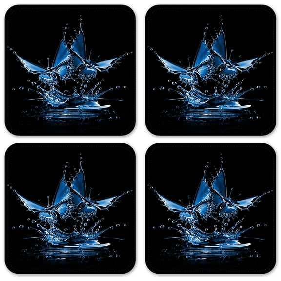Vinyl Drink Coasters - Set of 4 - Water Butterflies